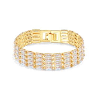 Foto 1 | Foto 1 | Pulsera Elfgrass Tennis Chapada En Oro De 14 Quilates Con Circonita Cúbica Apta Para 15-18 Cm - Venta Internacional.