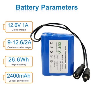 Foto 2 | Foto 2 | Batería Kbt 12v 2400mah Li-ion Con Cargador Dc5521 - Venta Internacional.