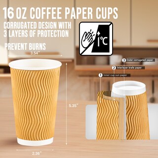 Foto 2 | Foto 2 | Tazas De Café Desechables Bysnow 90 Unidades 470 Ml Con Aislamiento - Venta Internacional.