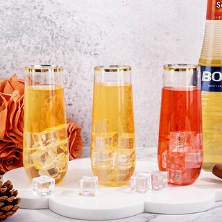 Foto 5 | Foto 5 | 36 Copas De Champán De Plástico Sin Tallo Sut 270 Ml Borde Dorado - Venta Internacional.