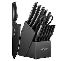 Juego De Cuchillos Syvio 15 Piezas De Acero Inoxidable Con Afilador De Bloques - Venta Internacional.