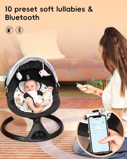 Foto 5 | Foto 5 | Columpio Eléctrico Para Bebés Juitoy Control Remoto Bluetooth 5 Velocidades - Venta Internacional.
