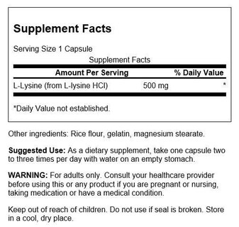 Foto 2 | Foto 2 | Suplemento Swanson De L-lisina En Forma Libre De Aminoácidos 500 Mg 100 Cápsulas - Venta Internacional.