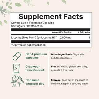 Foto 2 | Foto 2 | Suplemento De Microingredientes: L-lisina Pura  2000 Mg  300 Cápsulas - Venta Internacional.