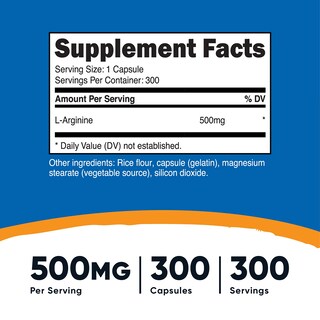 Foto 2 | Foto 2 | Cápsulas Nutricost De 500 Mg De L-arginina 600 Unidades Sin Ogm - Venta Internacional.