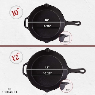 Foto 2 | Foto 2 | Juego De Sartenes De Hierro Fundido Cuisinel 25 Cm 30 Cm Presazonadas - Venta Internacional.