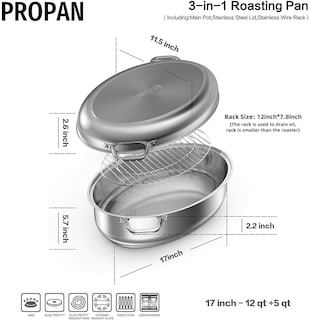 Foto 3 | Foto 3 | Sartén Para Asar Propan 17 Pulgadas Acero Inoxidable 12 Cuartos De Galón Ovalada - Venta Internacional.