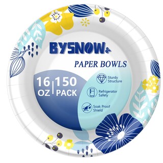 Foto 1 | Foto 1 | Paquete De 150 Cuencos De Papel Desechables Resistentes De 16 Onzas De Bysnow - Venta Internacional.