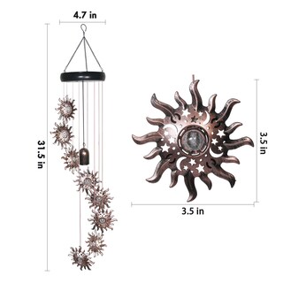Foto 4 | Foto 4 | Campanas De Viento Solares Esgarden 8 Led Con Forma De Sol Luna Y Estrella Para Exteriores - Venta Internacional.