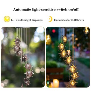 Foto 6 | Foto 6 | Campanas De Viento Solares Esgarden 8 Led Con Forma De Sol Luna Y Estrella Para Exteriores - Venta Internacional.