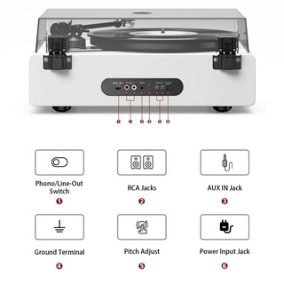 Foto 4 | Foto 4 | Tocadiscos 1byone At-3600l Inalámbrico Con Transmisión Por Correa Blanca - Venta Internacional.