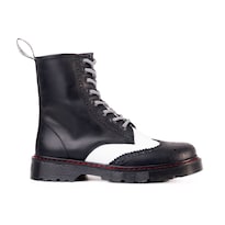 Botas Offlander Tipo Militar - Boston Piel Crazy Negro Y Blanco