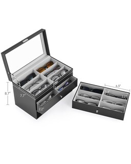 Foto 7 | Foto 7 | Organizador De Anteojos De Sol Co-z De Cuero Con 18 Compartimentos Con Cerradura Negro - Venta Internacional.