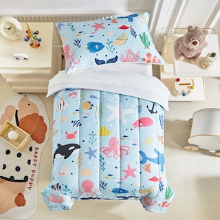 Foto 1 | Foto 1 | Juego De Ropa De Cama Para Niños Pequeños Joyreap Tema Océano Azul En Microfibra - Venta Internacional.