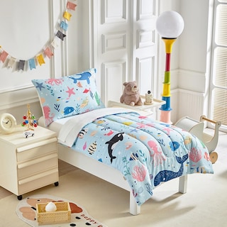 Foto 2 | Foto 2 | Juego De Ropa De Cama Para Niños Pequeños Joyreap Tema Océano Azul En Microfibra - Venta Internacional.