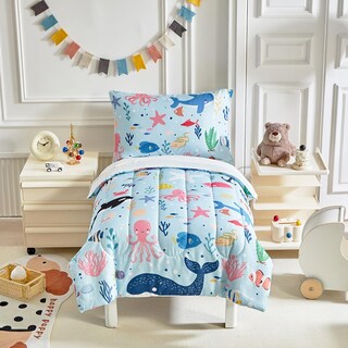 Foto 3 | Foto 3 | Juego De Ropa De Cama Para Niños Pequeños Joyreap Tema Océano Azul En Microfibra - Venta Internacional.