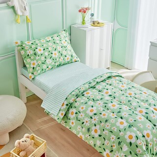 Foto 3 | Foto 3 | Juego De Ropa De Cama Para Niños Pequeños Uozzi 4 Piezas Flores Verdes 107x145 Cm - Venta Internacional.
