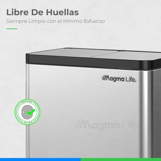 Foto 8 | Foto 8 | Magmalife Bote De Basura Doble 60 L (30l+30l) Con Pedal Y Sellado De Tapa Suave Acero Inoxidable Satinado Antihuellas