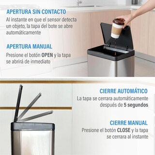 Foto 4 | Foto 4 | Magma Life Bote De Basura Con Sensor De Acercamiento Capacidad De 50l Acero Inoxidable Antihuellas Cierre Y Apertura Suave