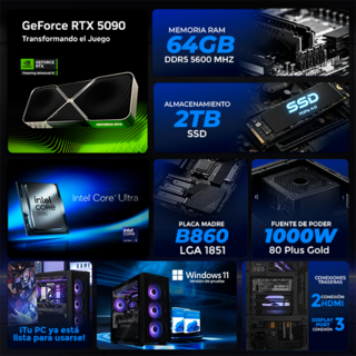 Foto 4 | Foto 4 | Pc Gamer Completa Xtreme Pc Gaming Rtx 5090 Core Ultra 9 64gb Ddr5 Ssd 2tb Monitor 27 Sistema Liquido Wifi W11 Pba Gaming 4k