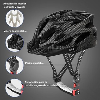 Foto 2 | Foto 2 | Set Casco De Bicicleta  Lab.g Adulto Ciclismo Negro 52-58 Cm