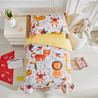 Foto 1 | Foto 1 | Juego De Ropa De Cama Para Niños Pequeños Uozzi Bedding Animales De La Jungla 4 Piezas Naranja - Venta Internacional.