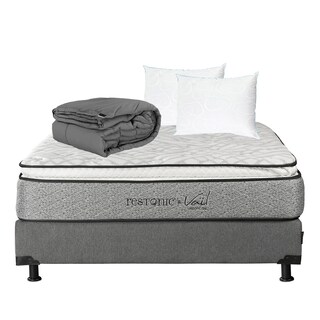 Foto 1 | Foto 1 | Colchón Restonic Vail Matrimonial + Box Dicasa Color Gris + Almohada Oso 2 + Edredón Homy