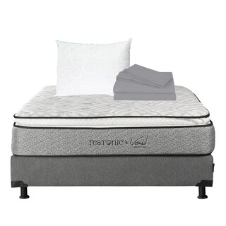 Foto 1 | Foto 1 | Colchón Restonic Vail Individual + Box Dicasa Color Gris + Almohada Oso + Sábanas Basic
