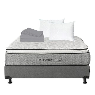 Foto 1 | Foto 1 | Colchón Restonic Vail Queen Size + Box Dicasa Color Gris + Almohada Oso 2 + Sábanas Basic