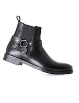 Botin Chelsea Para Caballero Con Arnes Piel Borrego Negro