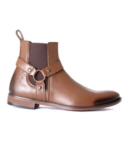 Foto 2 | Foto 2 | Botin Chelsea Para Caballero Con Arnes Piel Borrego Café