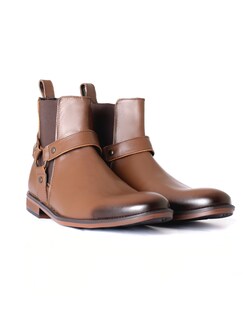 Foto 3 | Foto 3 | Botin Chelsea Para Caballero Con Arnes Piel Borrego Café