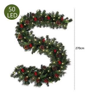 Foto 2 | Foto 2 | ''guirnalda Navidad Guia 2.7m Con Piñas Bayas Rojas Luces Led ''