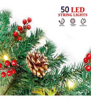 Foto 4 | Foto 4 | ''guirnalda Navidad Guia 2.7m Con Piñas Bayas Rojas Luces Led ''