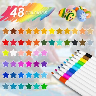 Foto 4 | Foto 4 | ''48 Colores Marcadores Acrílica Pincel Plumones Punta Pincel Estuche Blanco ''