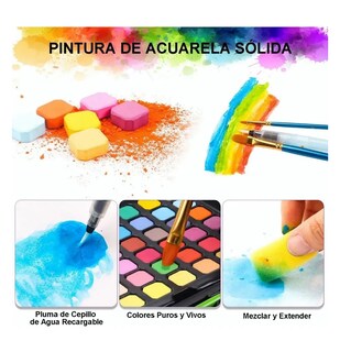 Foto 3 | Foto 3 | ''acuarelas Sólidas Iforu 60 Colores Con Estuche Metálico Y Accesorios ''