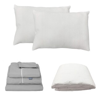 Foto 1 | Foto 1 | Protector Ultra Spring King Size + Sábanas Royal Touch Gris Perla + Almohada Frosty 2