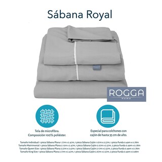 Foto 5 | Foto 5 | Sábanas Royal Touch Rogga Gris Perla Matrimonial + Almohada Royal Twin