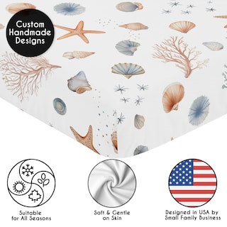 Foto 5 | Foto 5 | Sábana Bajera Ajustable Sweet Jojo Designs Ocean Seashells  132 X 71 X 20 Cm - Venta Internacional.