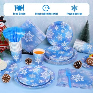 Foto 4 | Foto 4 | Juego De Vajilla Durony Frozen Winter Snowflake 144 Piezas - Venta Internacional.