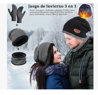 Foto 2 | Foto 2 | Conjunto de Gorro Bufanda y Guantes de Lana Unisex