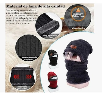 Foto 3 | Foto 3 | Conjunto de Gorro Bufanda y Guantes de Lana Unisex