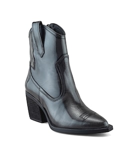 Foto 1 | Foto 1 | Botín Vaquero De Piel Vacuno Plateada Con Cierre Lateral Para Mujer