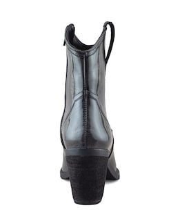 Foto 3 | Foto 3 | Botín Vaquero De Piel Vacuno Plateada Con Cierre Lateral Para Mujer