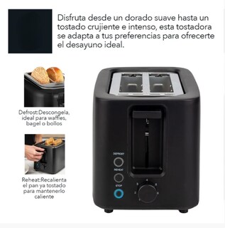 Foto 4 | Foto 4 | Tostador De Pan Eléctrico Intensidad 6 Niveles 2 Rebanadas Multifuncional Tostar Recalentar Descongelar Color Negro