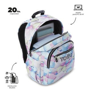 Foto 5 | Foto 5 | Mochila para Laptop de 14 Pulgadas Totto Multicolor-Venta Internacional