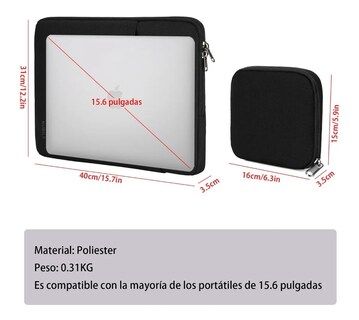 Foto 4 | Foto 4 | Maletin Funda Para Laptop  Belug 14-15.6 Pulgadas Bolsa Impermeable Negro
