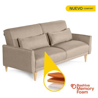 Foto 2 | Foto 2 | Sofá Cama Makora Anicka Con Memory Foam Color Arena Lino Respaldo Reclinable De 3 Posiciones