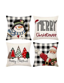 Foto 2 | Foto 2 | Fundas para Cojines de Sala Navideños 4 piezas + Gratis Termo Güish de Regalo