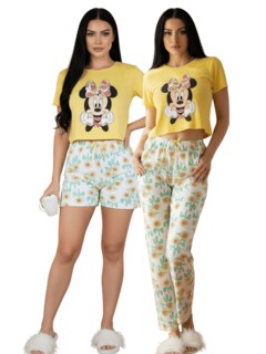 Foto 1 | Foto 1 | Pijama De 3 Piezas Mujer Pantalon Short Y Playera A Juego Pij-077-3 Diseño 13 Pijama De Mujer